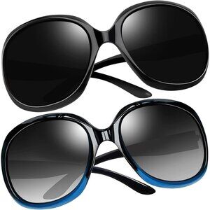 Women's Black Gradient Blue Trendy Polarized Driving Sun Glasses UV Protective